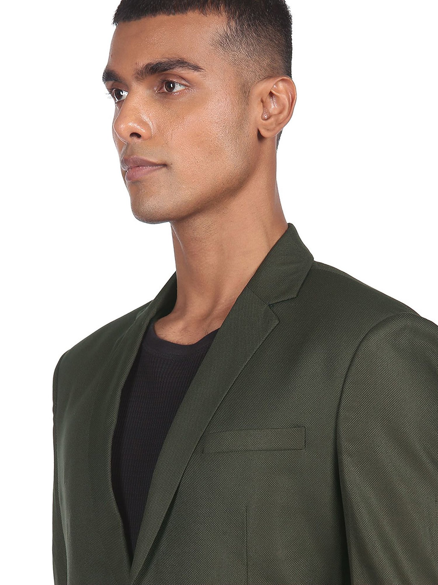 AD by Arvind Green Notched Lapel Blazer