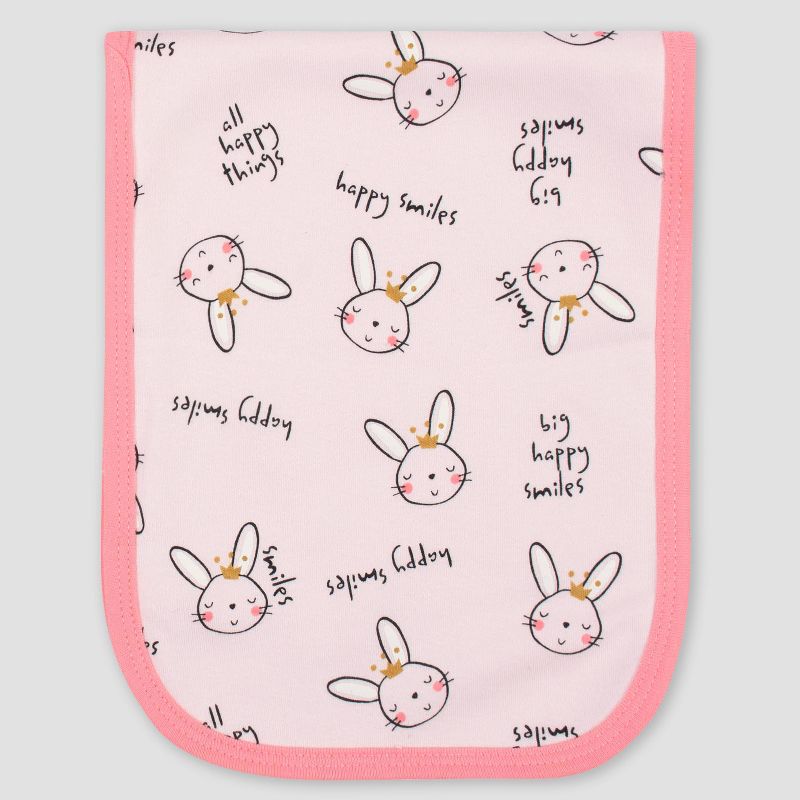 Gerber Baby Girls' 4pk Bunny Interlock and Terry Burp Cloth Set - Pink