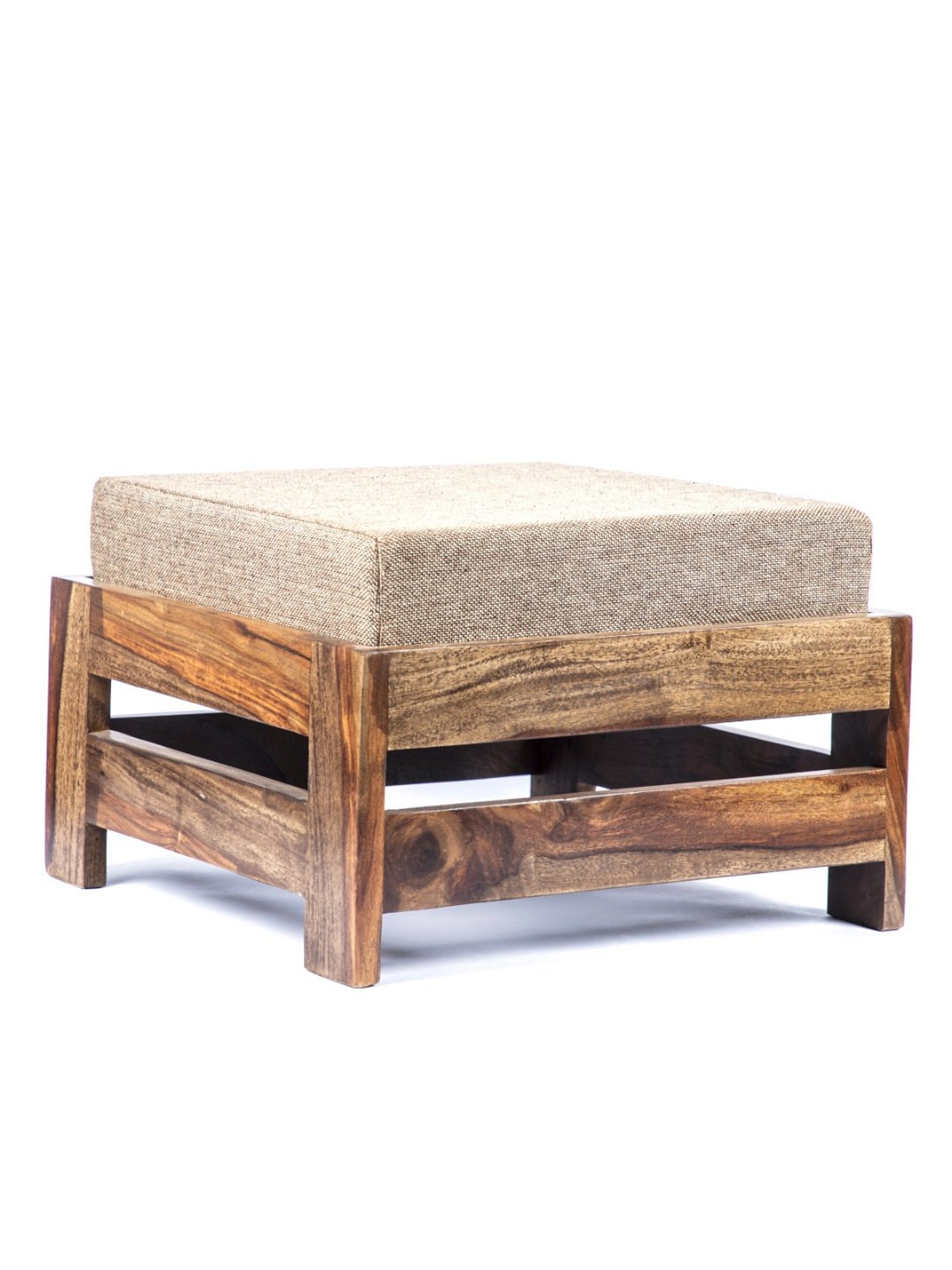 Chumbak Spring Marigold Floral Green Mango Wood Modern Trunk Storage Ottoman