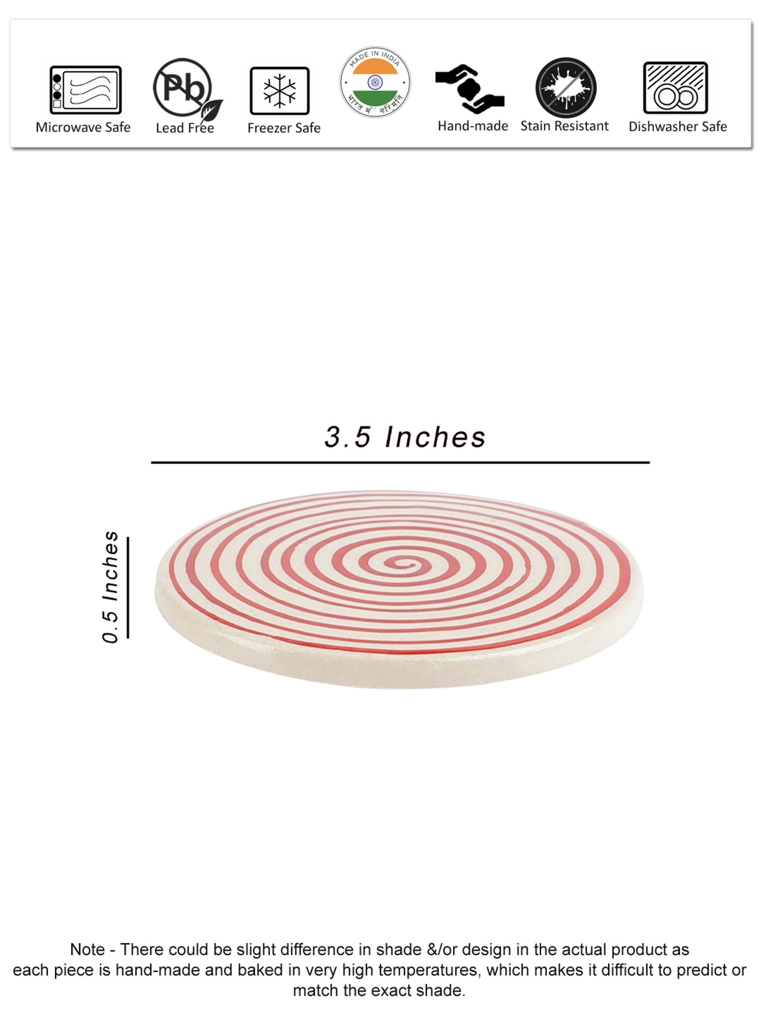 VarEesha Red Ceramic Coasters - Set of 6