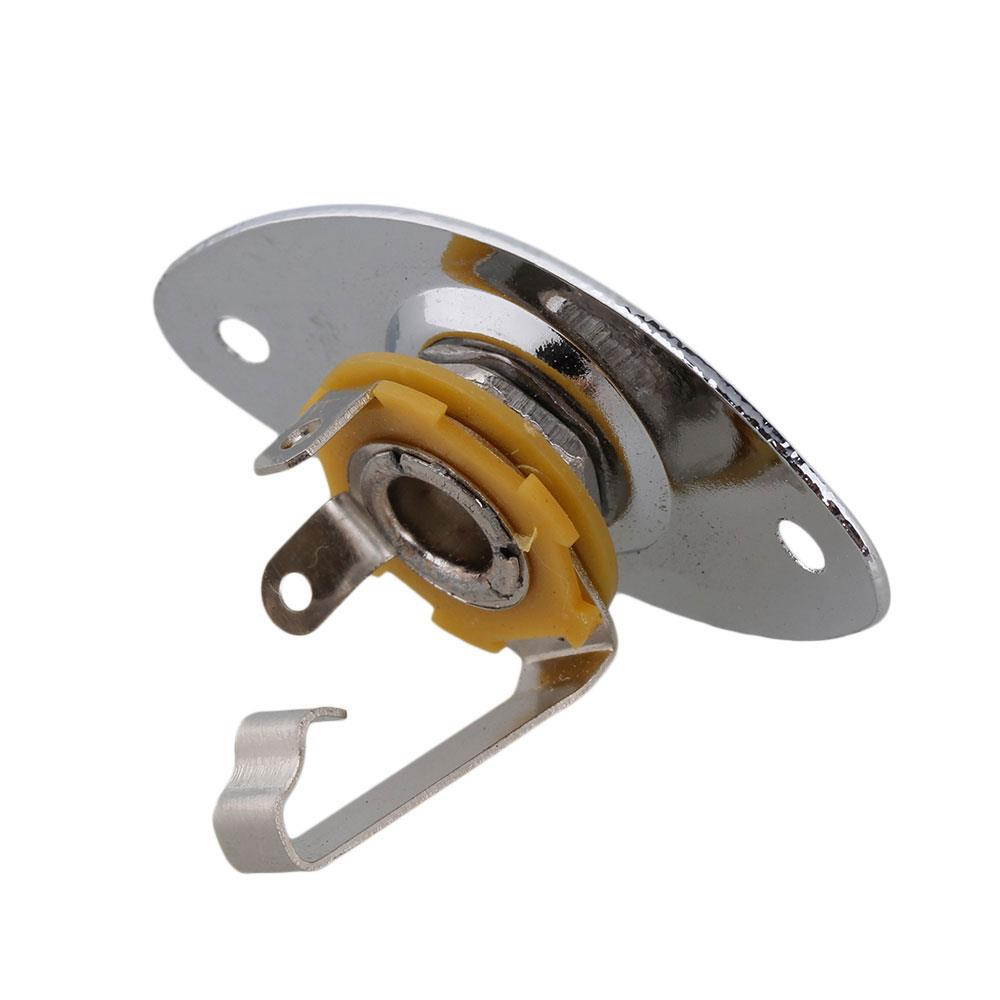 BQLZR 20 Pieces Oval Indented Electric Guitar Output Jack Plate Chrome