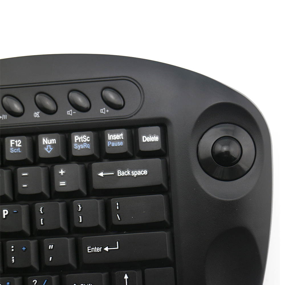 Vibob Wireless Keyboard with Trackball and USB Receiver - Qwerty, Internet + Media Hotkeys, Pc + Mac(Black)