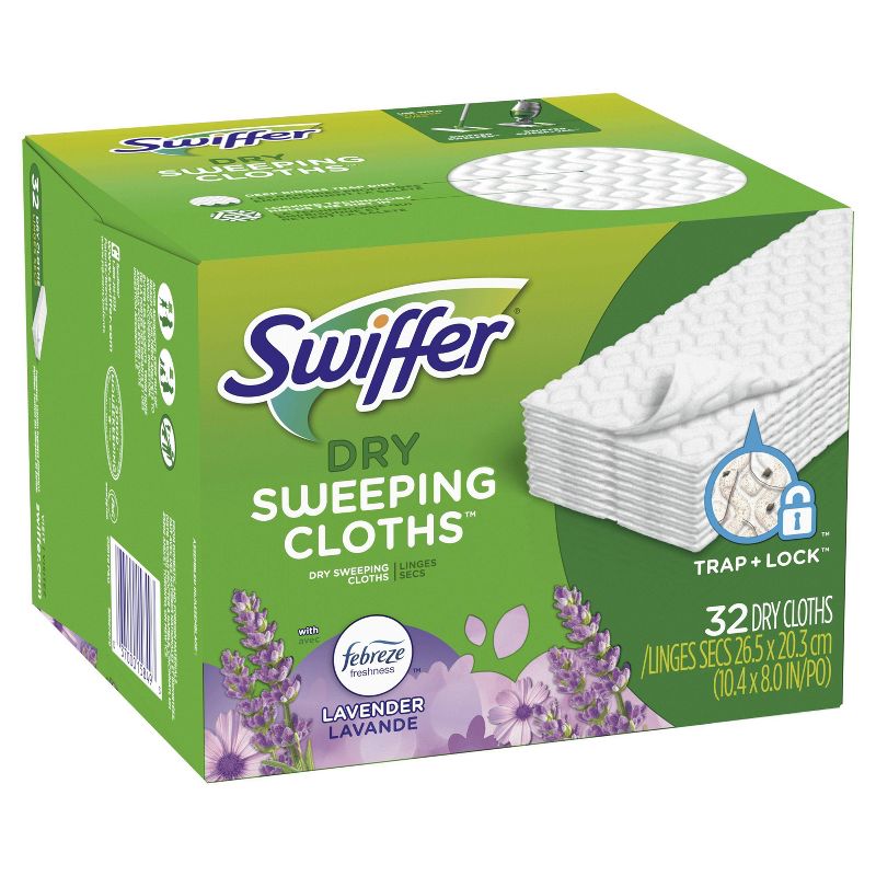Swiffer Sweeper Dry Sweeping Pad, Multi Surface Refills for Dusters Floor Mop, with Febreze Lavender - 32 ct