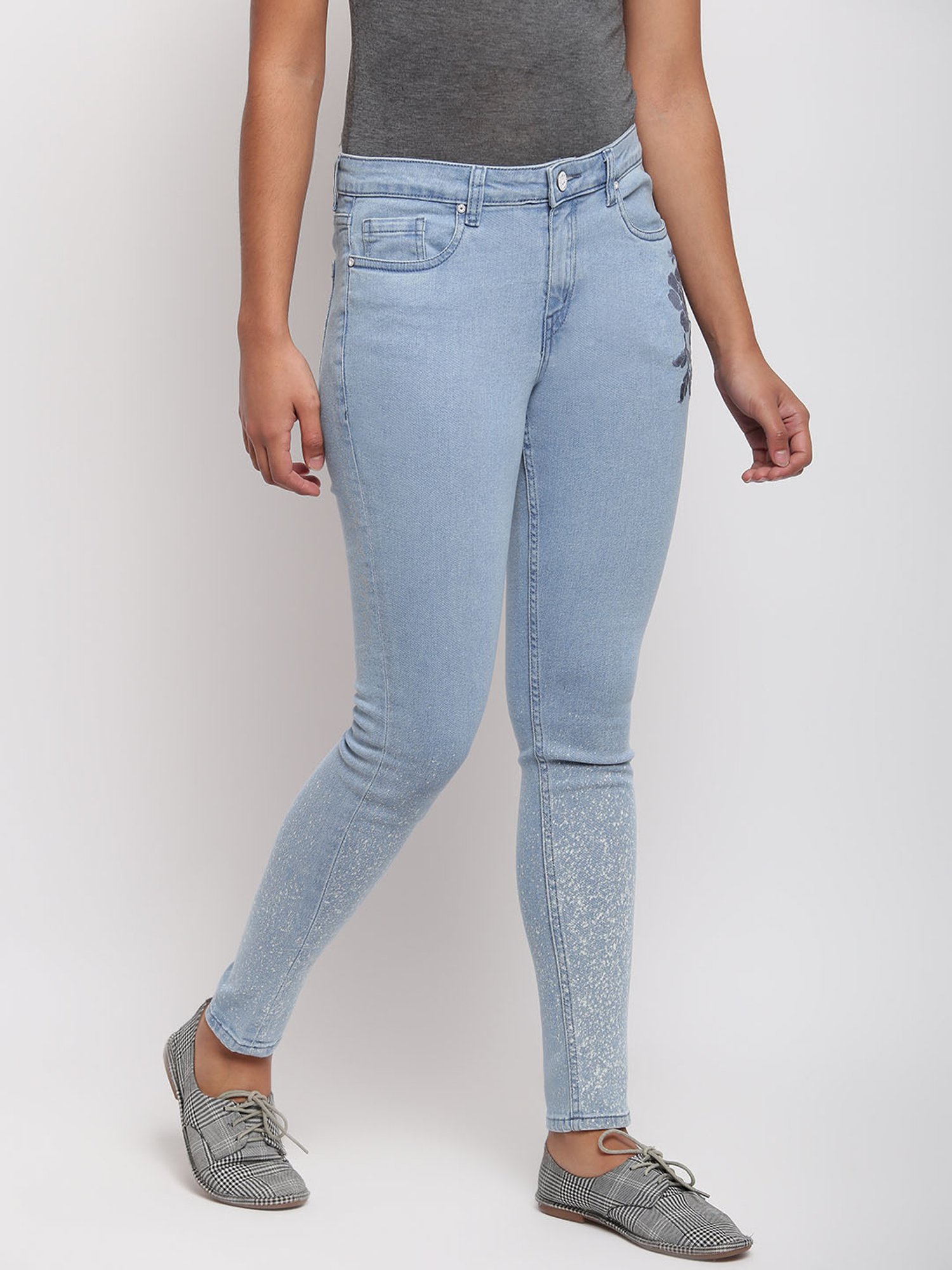Tales & Stories Blue Embroidered Jeans