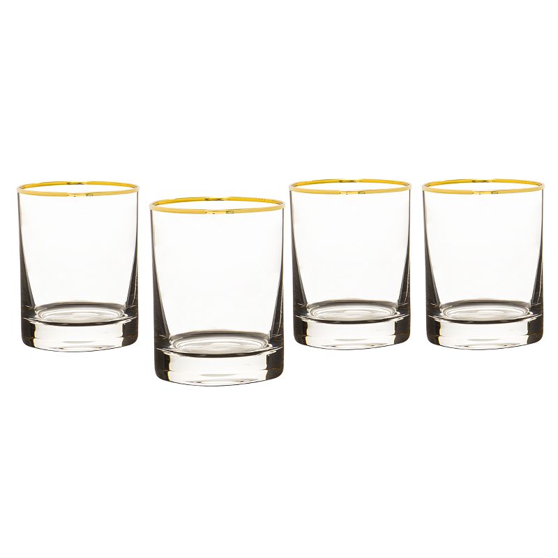 Cathy's Concepts Gold Rim Whiskey Glass 11oz - Set of 4