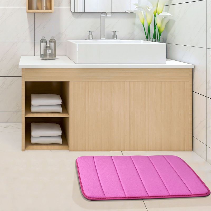 1'8"x2'8" Rectangle Indoor and Outdoor Polyurethane Floor Mat Pink - PiccoCasa