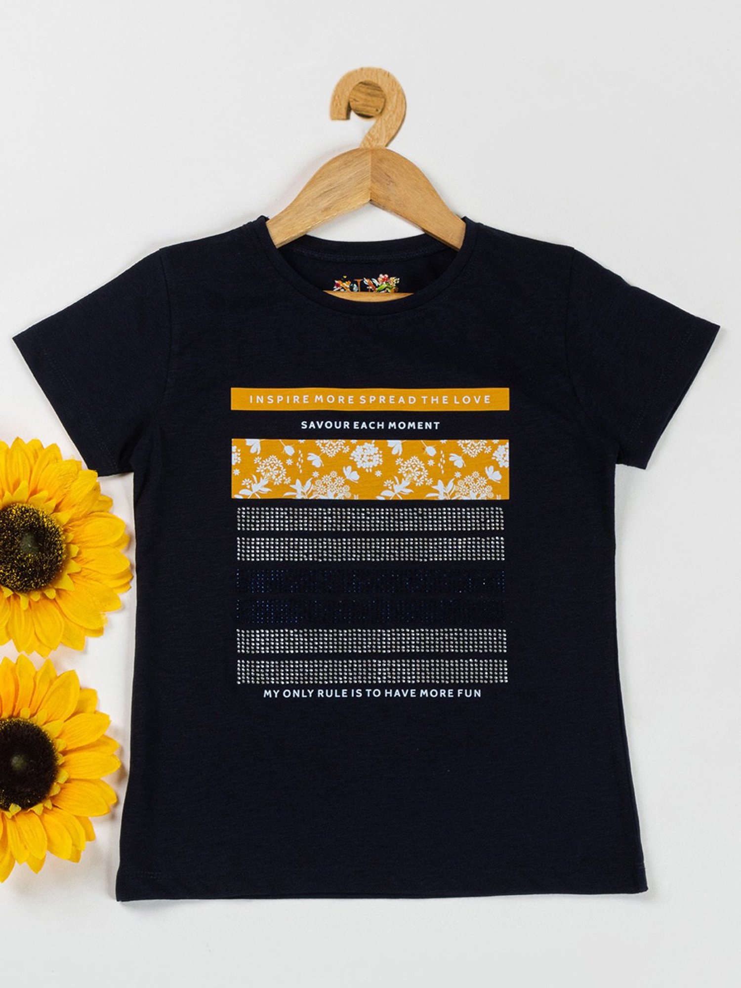 NINS MODA Kids Navy Embellished Top