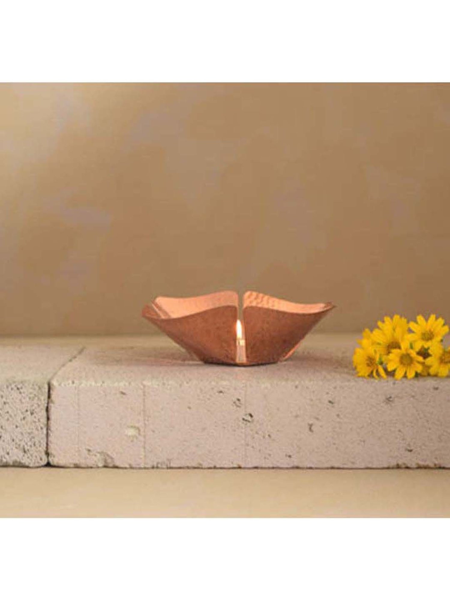 COPPRE Foliole Copper Tea Light Holder - Set of 1