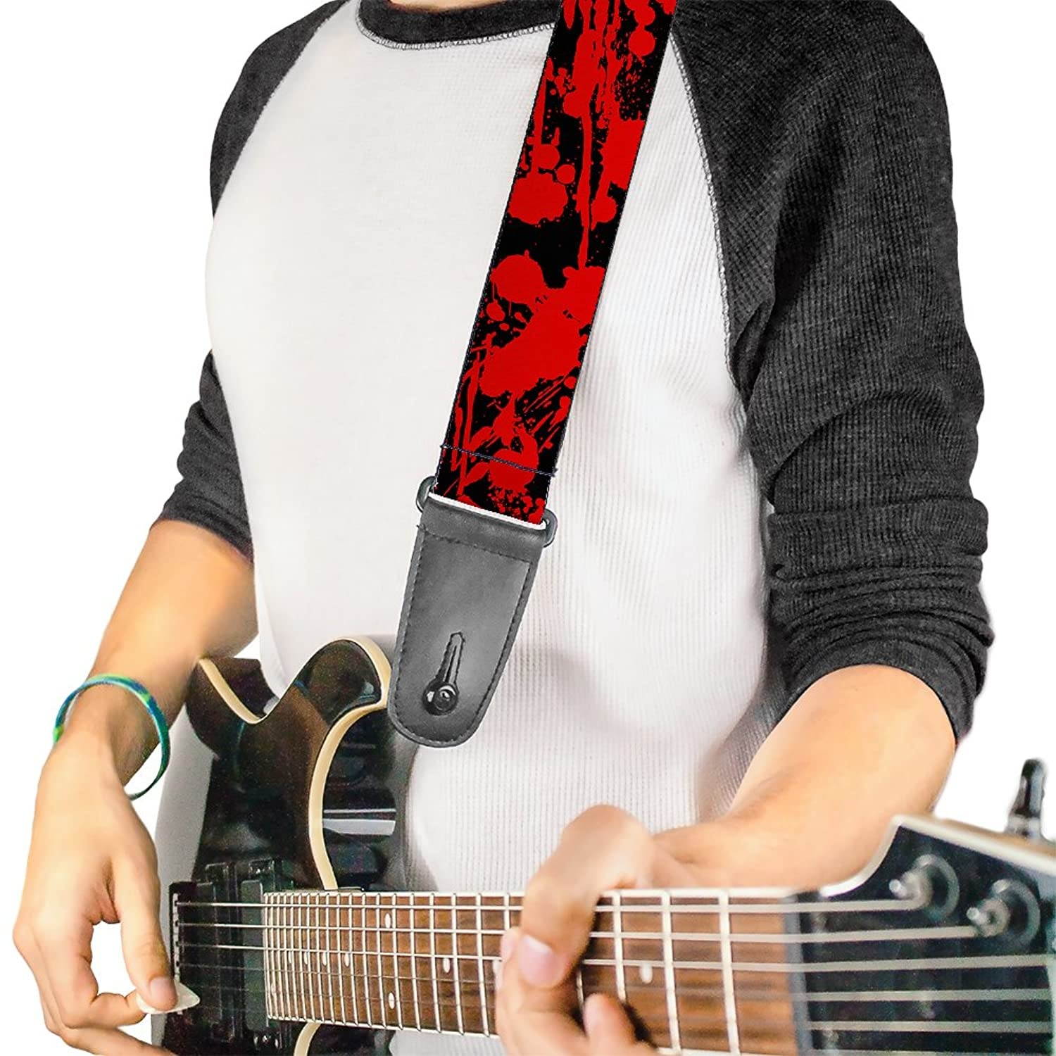 Buckle-Down Guitar Strap Splatter Black Red 2 Inches Wide