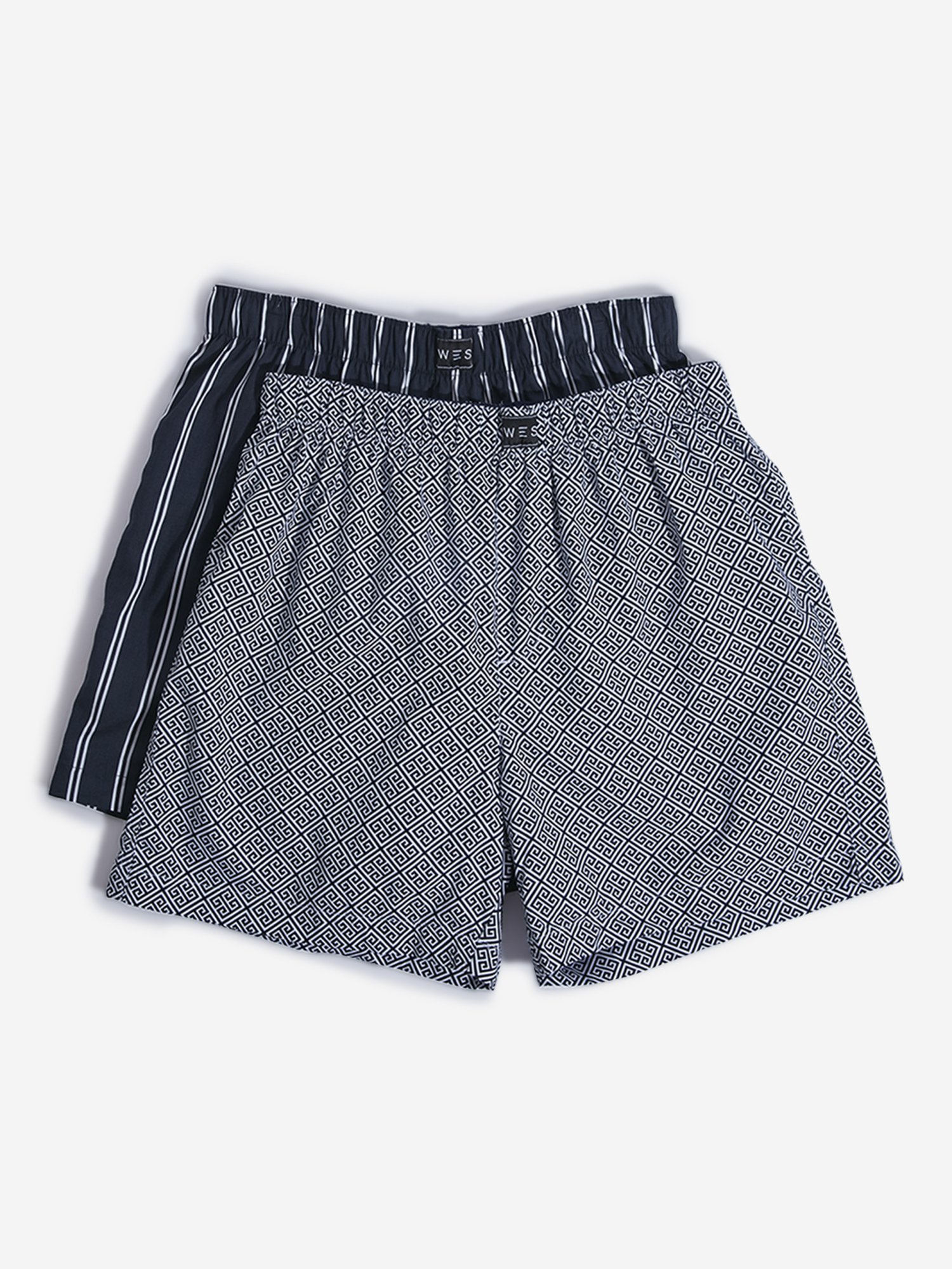 WES Lounge by Westside Blue Printed Boxers - Pack of 2