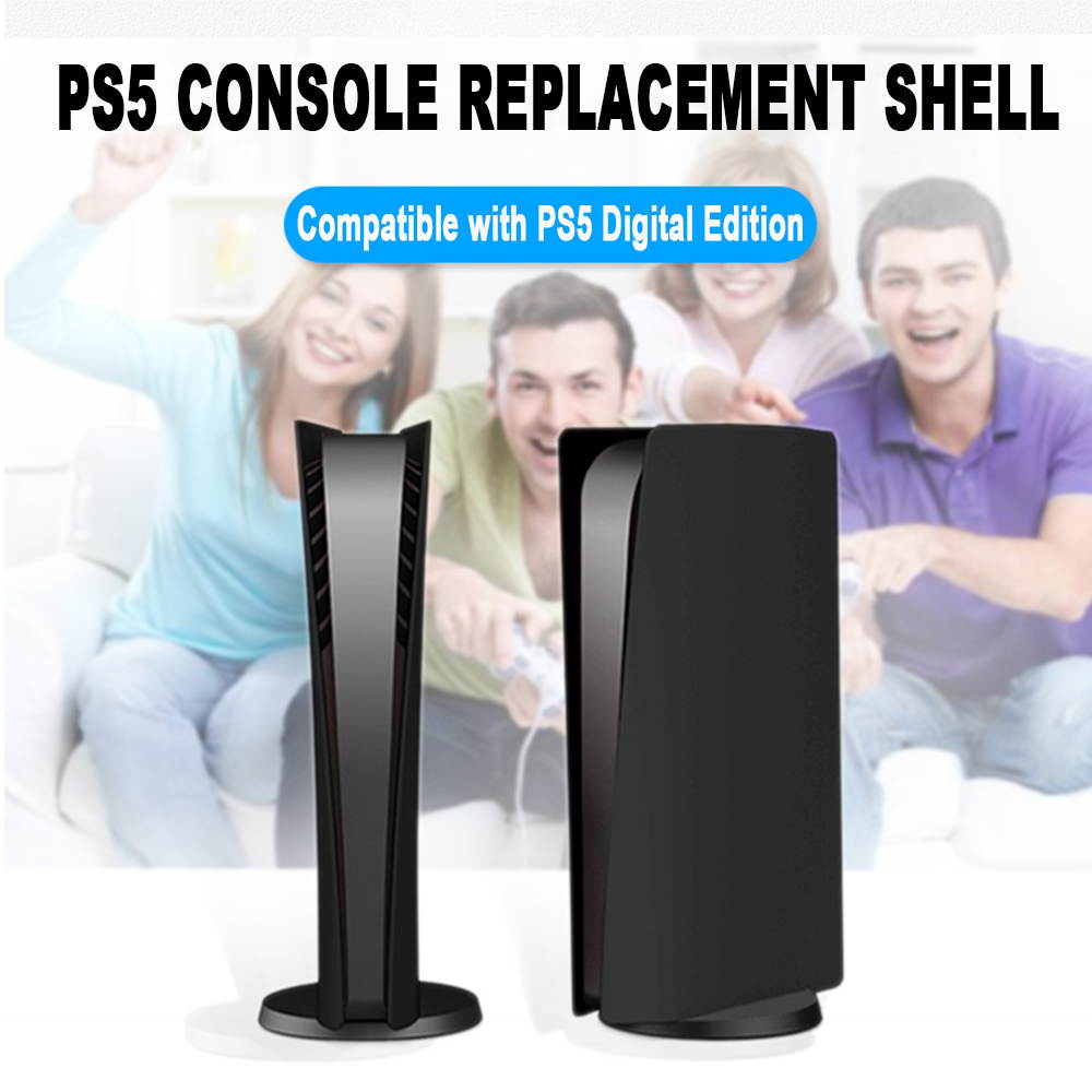 PS5 Console Cover Shell,  PS5 Skin Faceplate Replacement Plates, ABS Anti-Scratch Dustproof Protective Skins Gaming Accessories for Sony Playstation 5 Game Console Digital Edition &ndash;Black