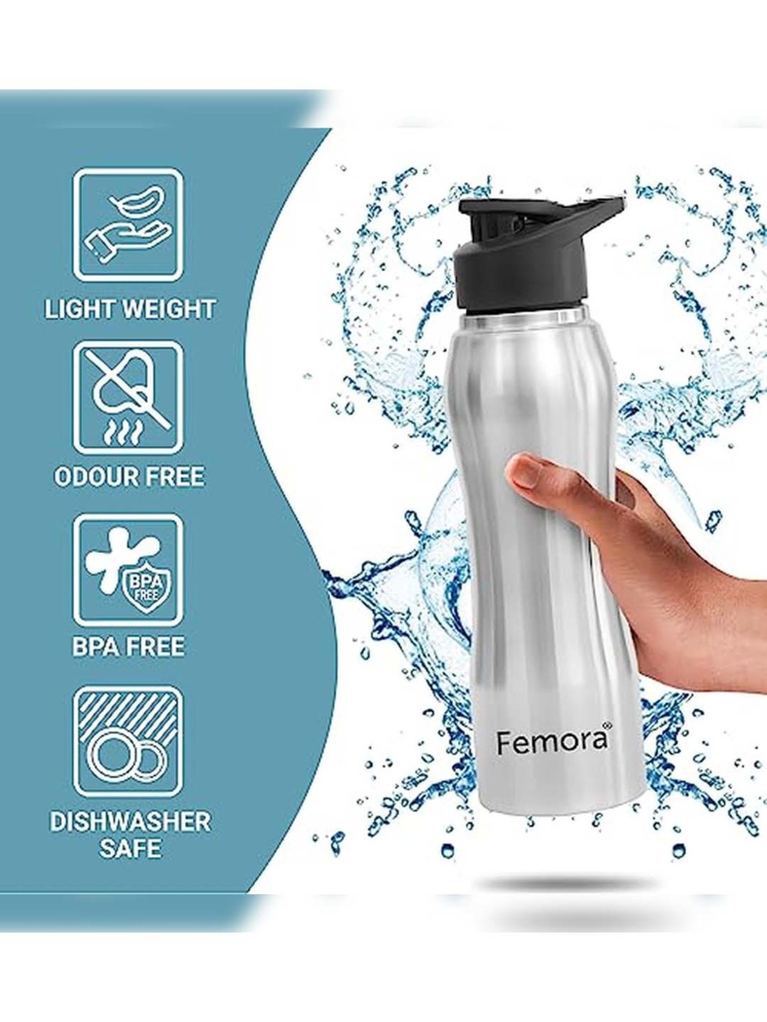 Milton Elfin Silver Stainless Steel Insulated Water Bottle (160 ml) - Set of 1