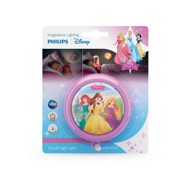 Philips Disney Princess LED Push Night Light 2 Pk w/ Disney Princess Lamp 2 Pk