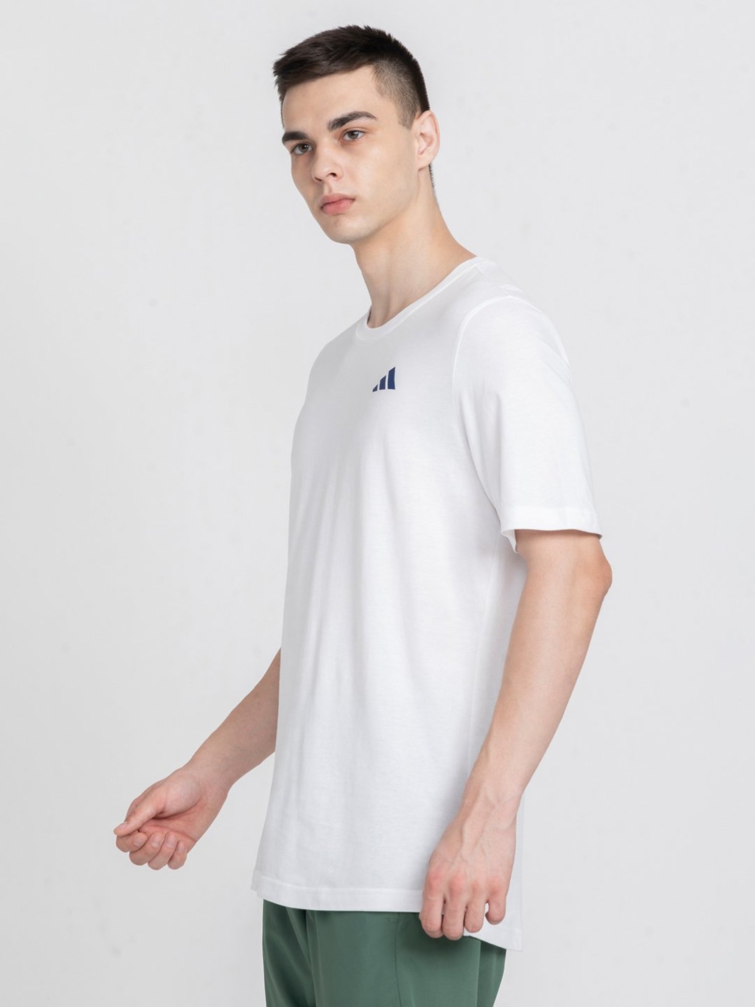 adidas White Regular Fit Club House Cotton Crew T-Shirt