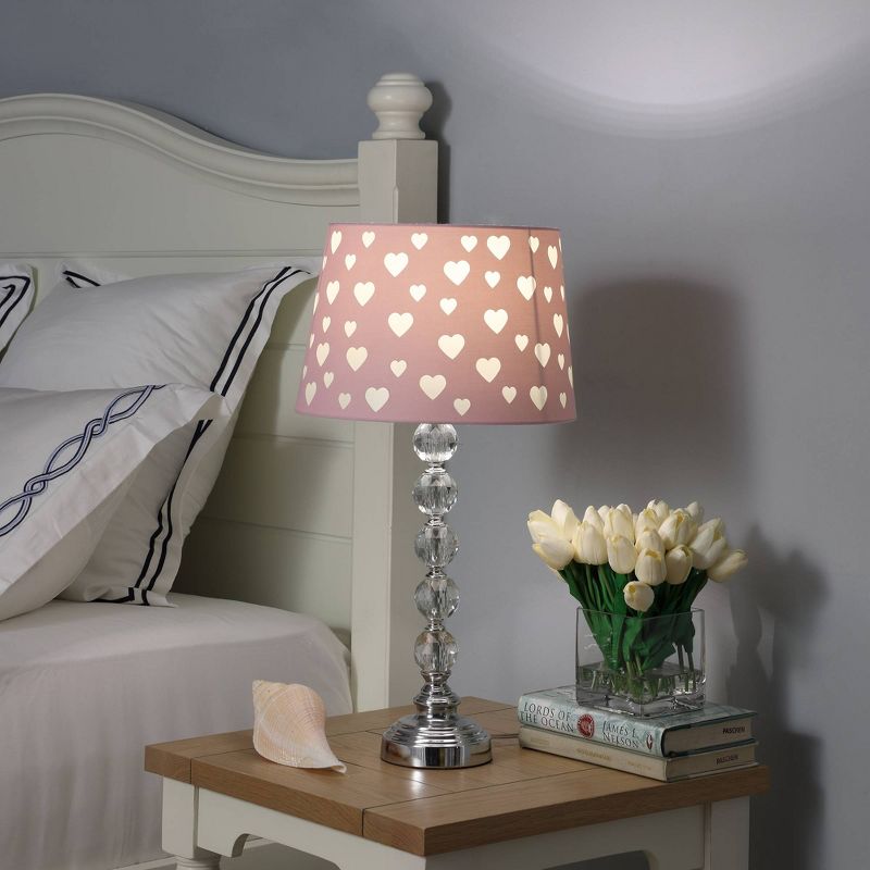 22" Novelty Kids' Metal Table Lamp with Heart Shade Pink - Ore International