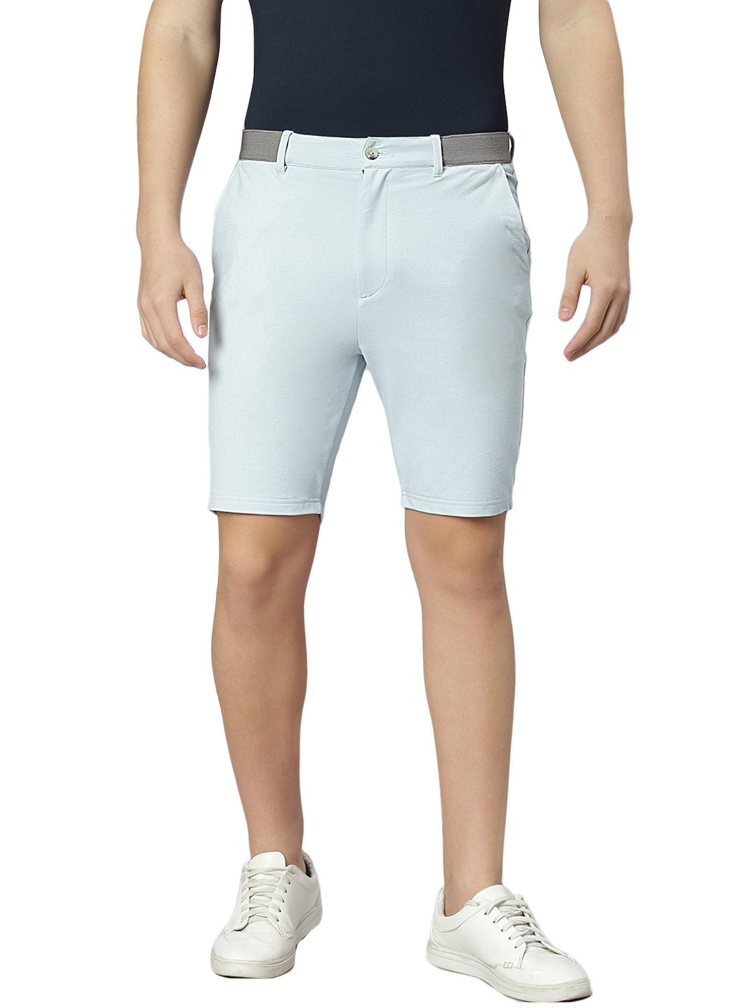 Slowave Pastel Blue Regular Fit Denim Shorts