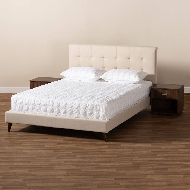 Full Maren Walnut Platform Bed Beige - Baxton Studio