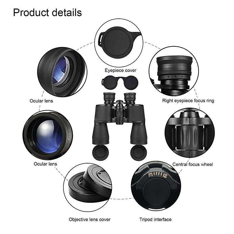 Binoculars for Adults Compact,HD Professional/Waterproof Binoculars with Low Light Night Vision for Bird Watching Travel Hunting Concerts Sports-BAK4 Prism FMC Lens with Strap Carrying Bag