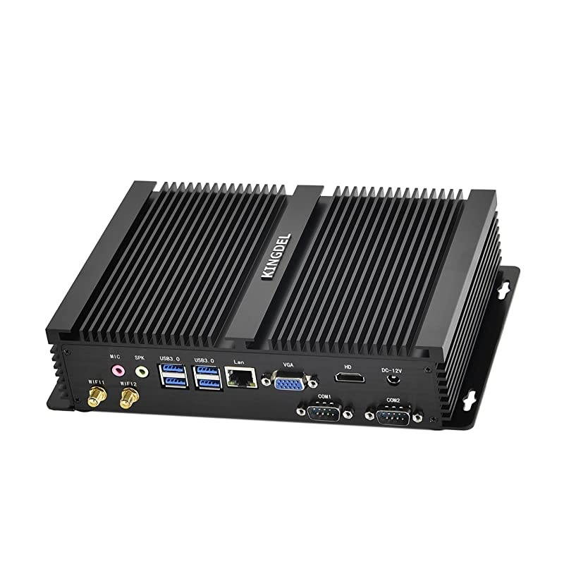 Fanless Industrial Computer with Intel i7 CPU, 16GB RAM, 256GB SSD, 2xCOM RS232, 4xUSB 3.0, HD Port, VGA, Wi-Fi, Windows 10, Metal Case