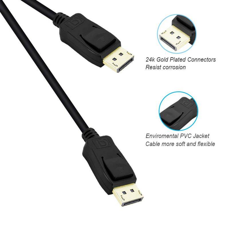 DisplayPort to DisplayPort 6 Feet Cable, YXwin DP to DP Male to Male Cable Gold-Plated Cord, Supports 4K@60Hz, 2K@144Hz Compatible for Lenovo, Dell, HP, ASUS and More