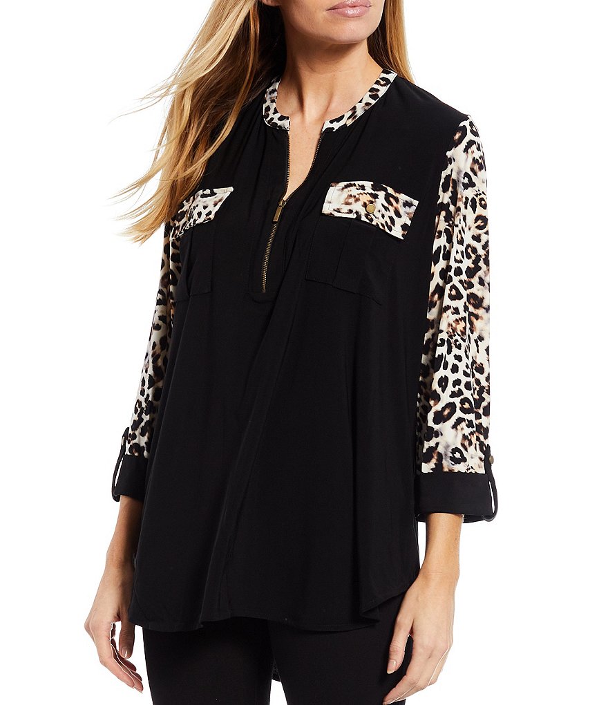 Calessa Floral Embroidered Round Neck Short Sleeve Tunic