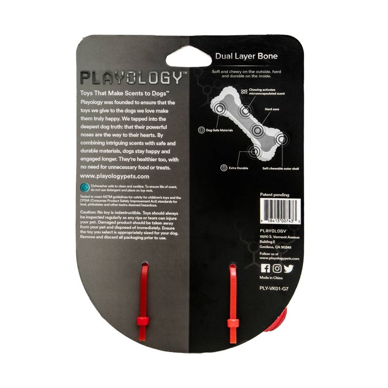 Playology Beef Scent Bone Dog Toy - Red - M