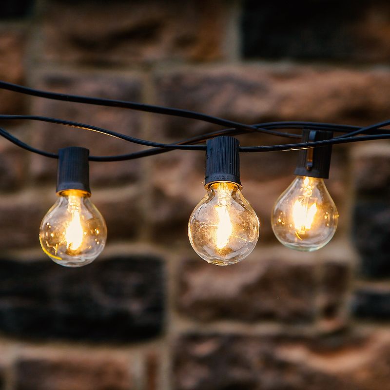 Brightech JL-3BB7-X0UZ Waterproof 1 Watt LED Outdoor 26 Feet String Edison Patio Globe Lights with 12 Light Bulbs, Warm White