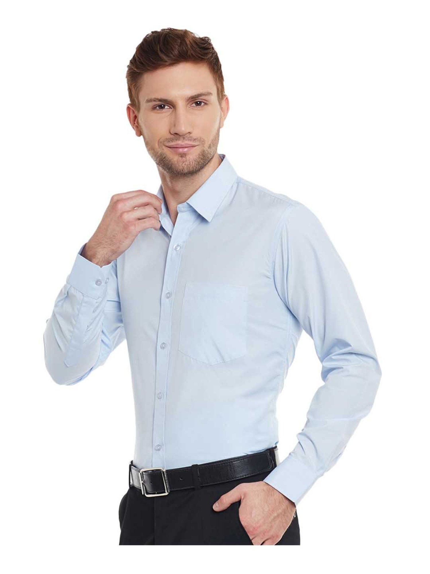 English Navy Baby Blue Slim Fit Shirt