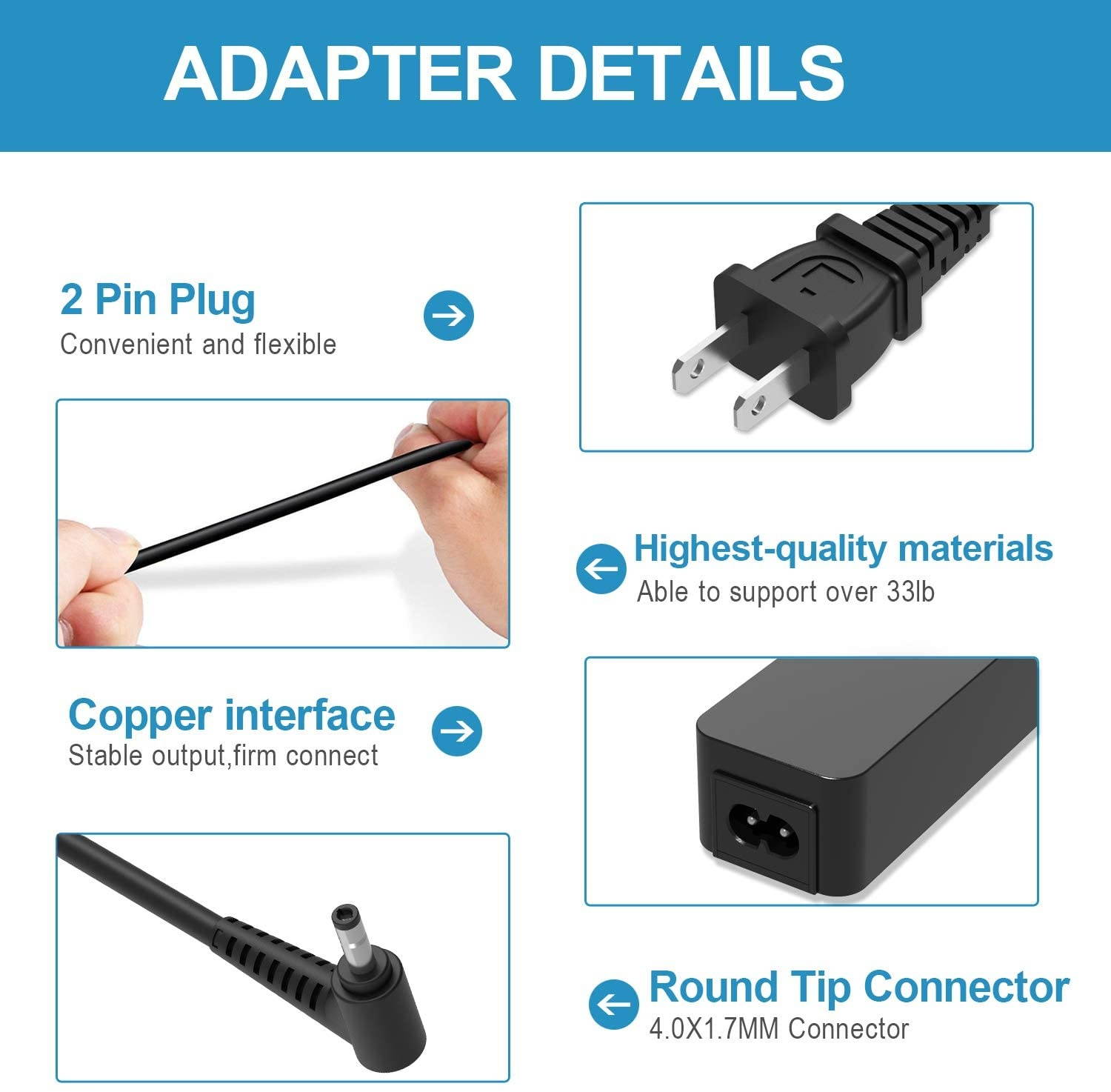 AC Charger Fit for Lenovo IdeaPad L340 L340-15IWL Touch L340-17IWL S145 S340 S540 S145-14IGM S340-14IWL S340-14IIL S540-14IWL S540-14IML Laptop Power Supply Adapter Cord
