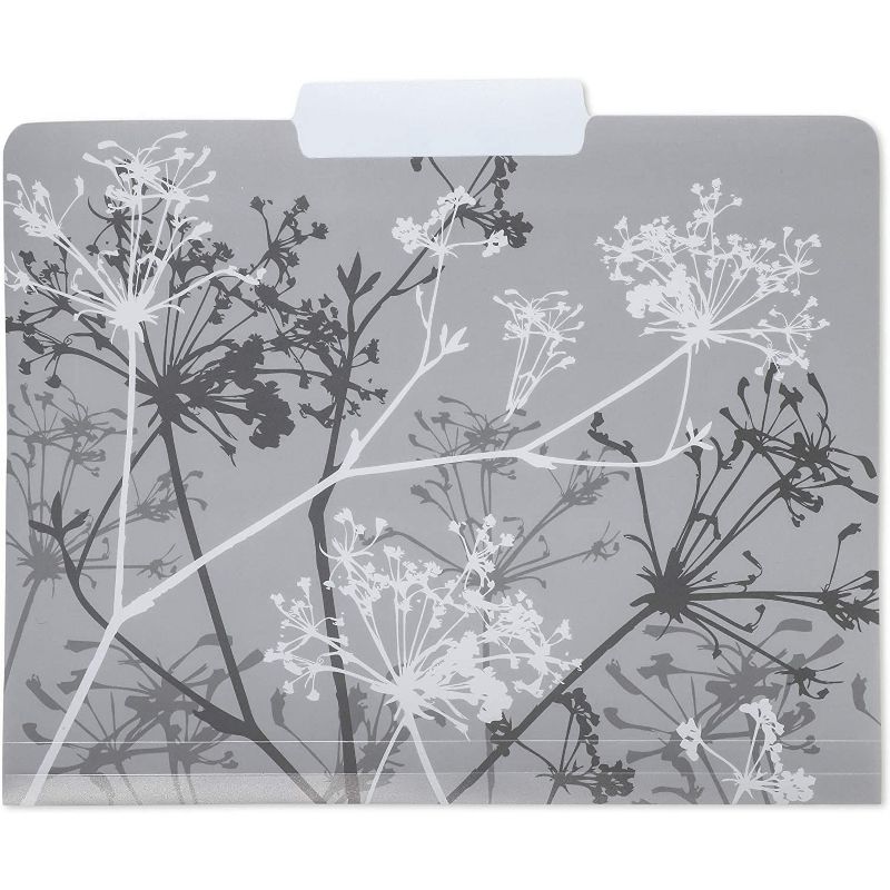 Paper Junkie 6-Pack Floral Plastic File Cabinet Folders with 1/3 Cut Tab A4 Letter Size Document 11.5 x 9 in
