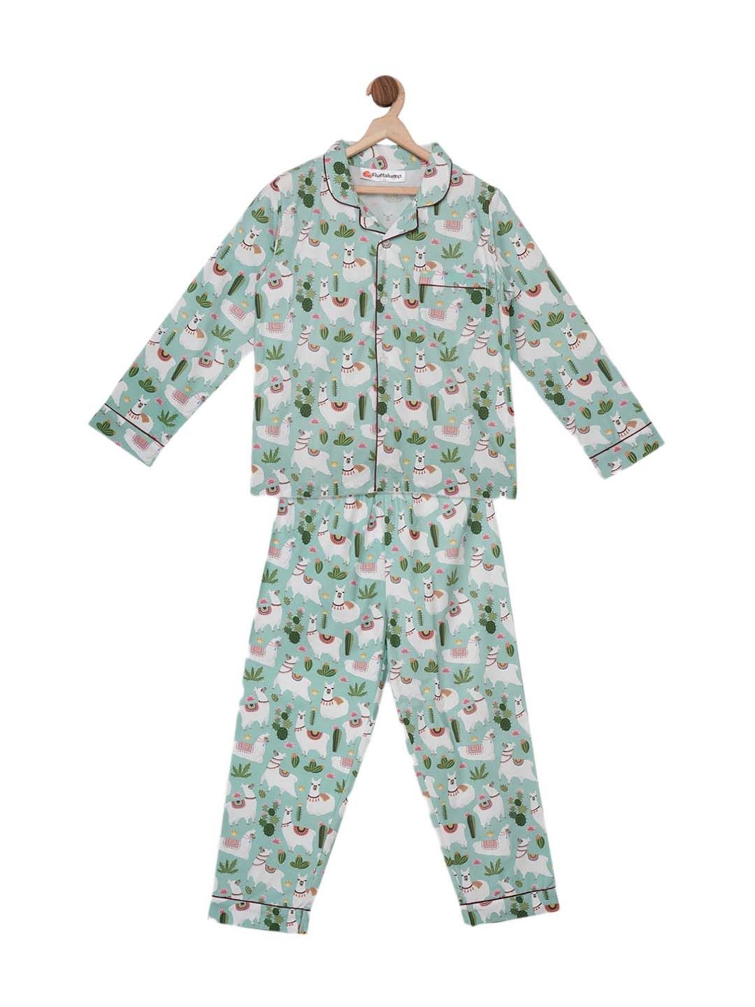 Fluffalump Boys Multicolor Cotton Printed Nightwear Top & Pants Set
