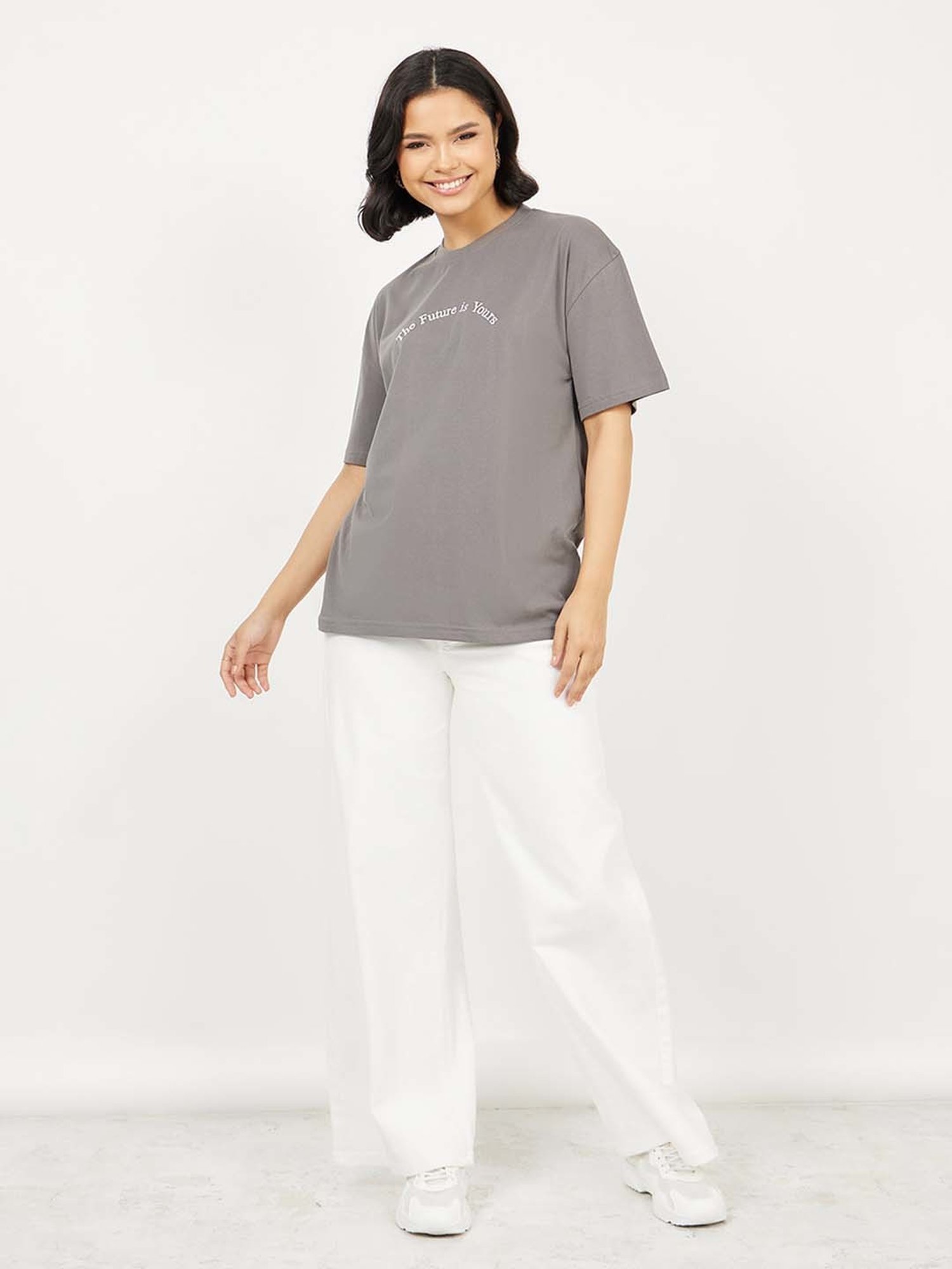 Styli Grey Printed T-Shirt