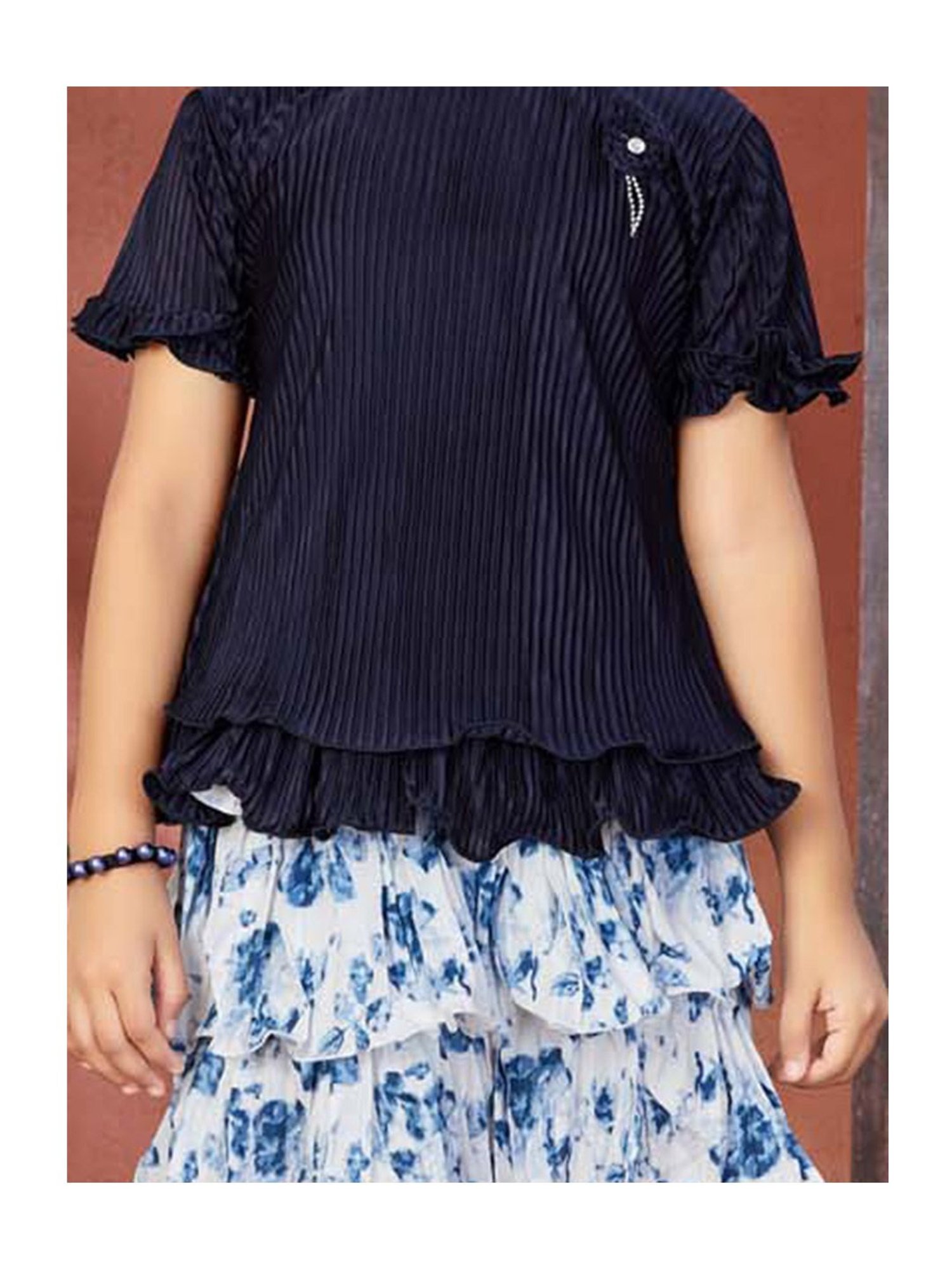 Peppermint Kids Peach Printed Top, Inner with Pants