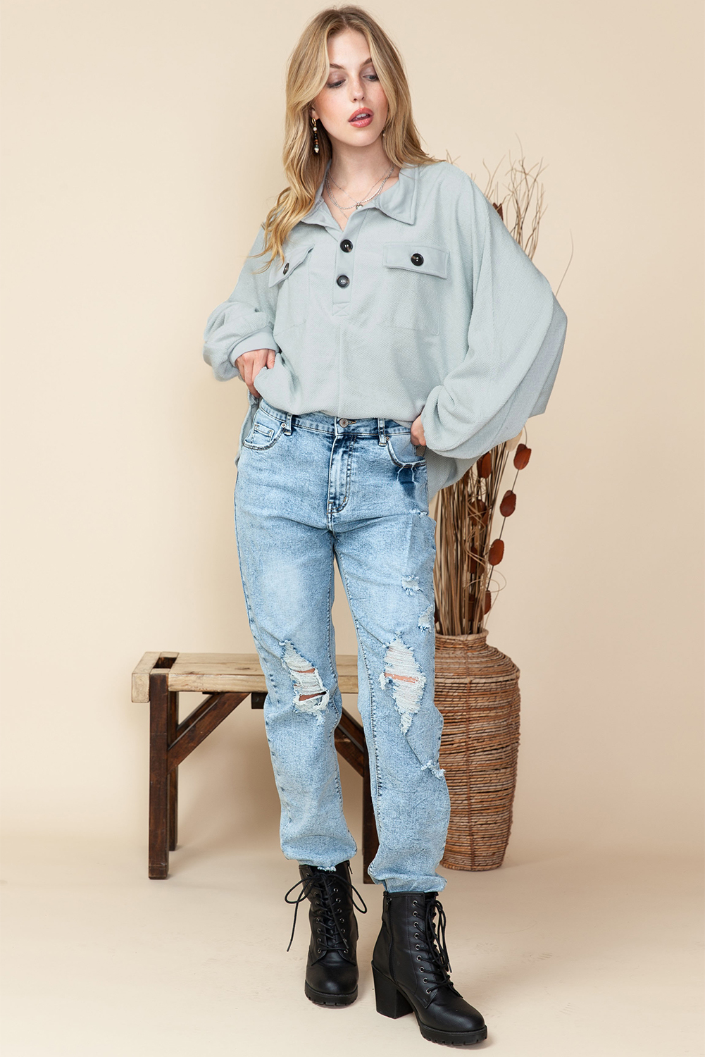 Pink Sequins Candy Cane Round Neck Sweatshirt