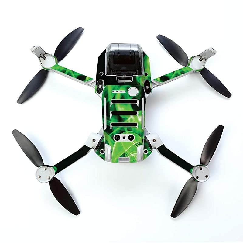Skin for DJI Mavic Mini Portable Drone Quadcopter Green Flames | Protective Durable and Unique Vinyl Decal wrap Cover | Easy to Apply Remove and Change Styles | Made in The USA