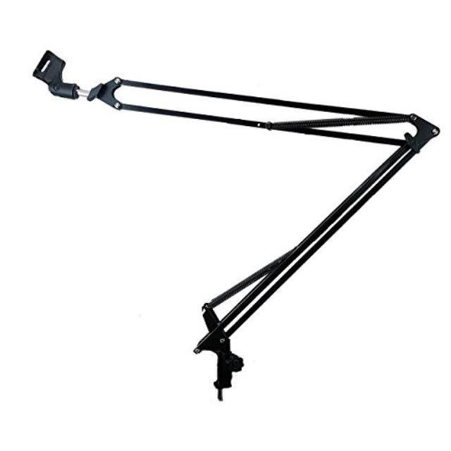 Nady DBMS-19 Desktop Boom Microphone Stand - Use it for podcasts or radio transmissions, sturdy metal frame, includes mounting brackets and microphone clip