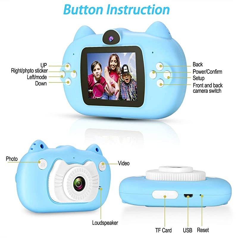 Kids Digital Camera for Boys Girls Gift, Dual Lens 1080P 12MP FHD Child Toy Camera Camcorder with Zoom Function &16GB SD Card for Age 3-10