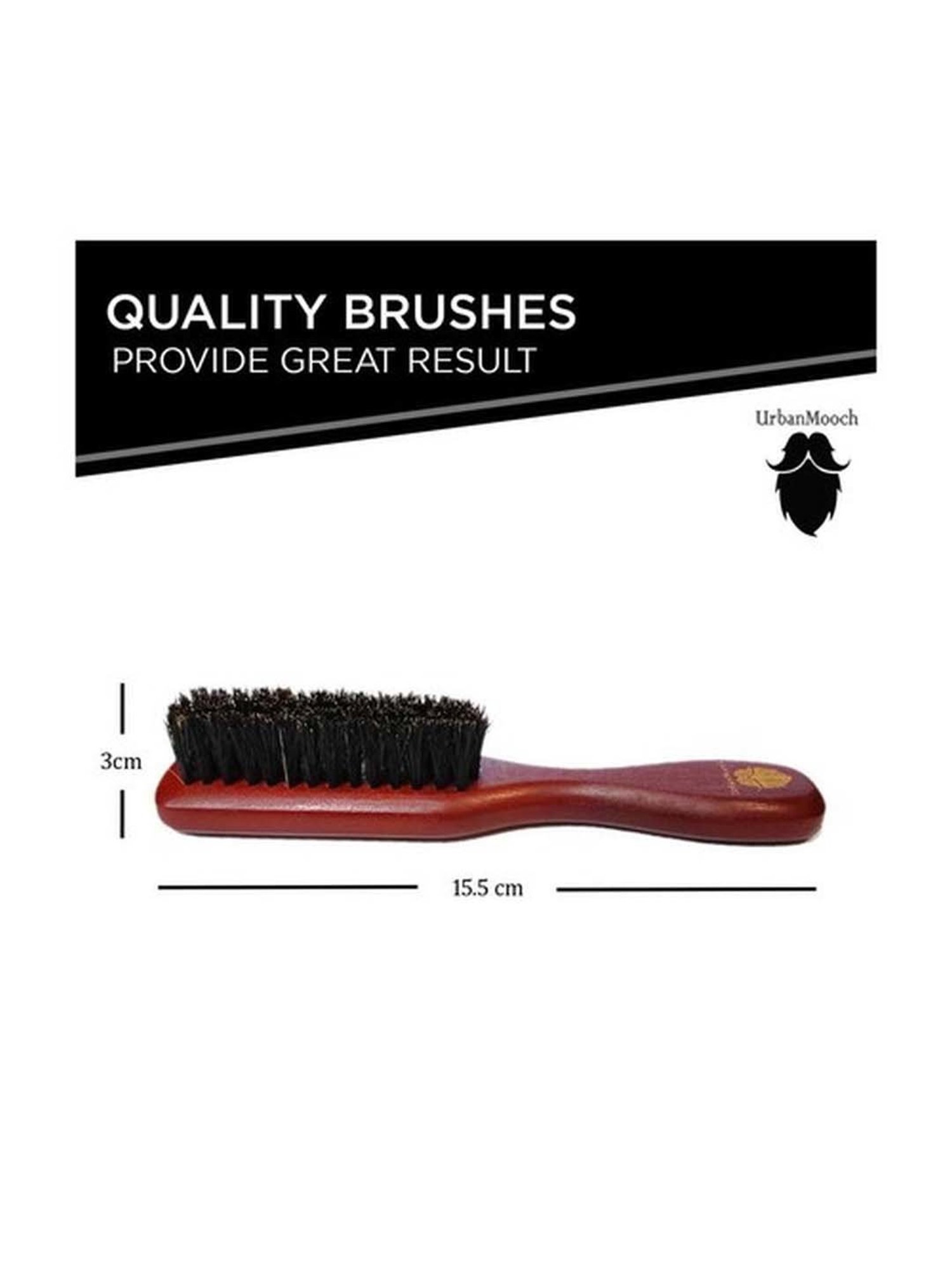 UrbanMooch 100% Boar Bristle Beard Brush with Grass Tree Wooden Handle