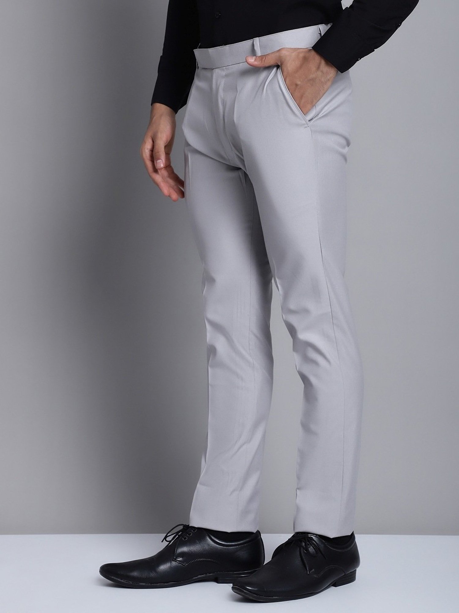 Jainish Light Grey Tapered Fit Trousers
