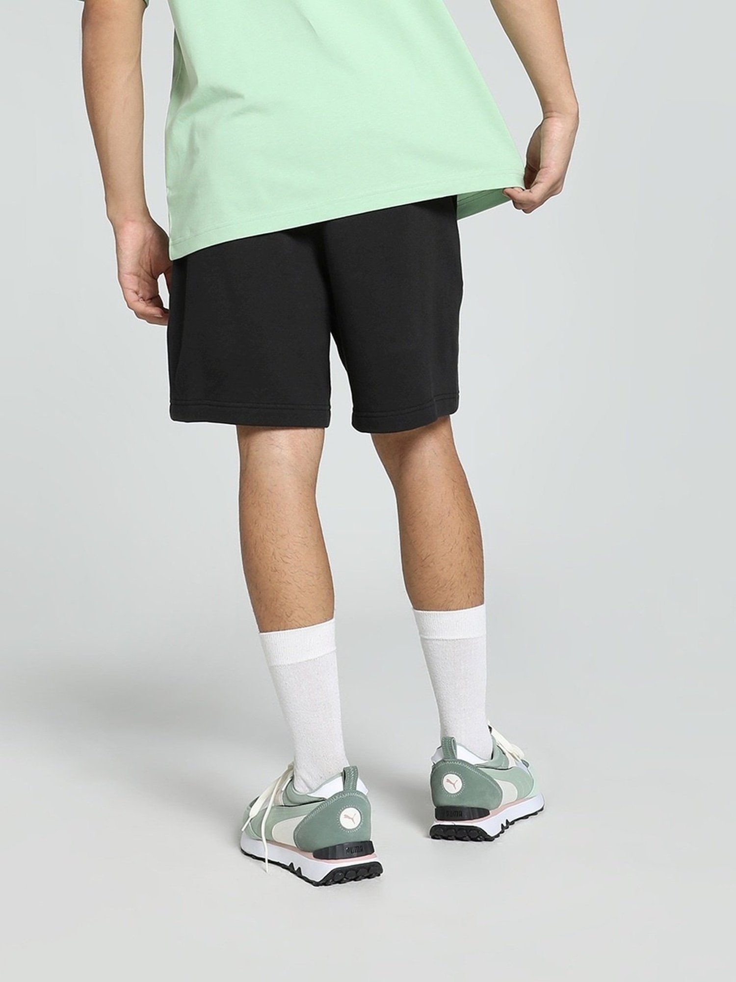 Puma Better Classics Black Cotton Relaxed Fit Logo Printed Sports Shorts