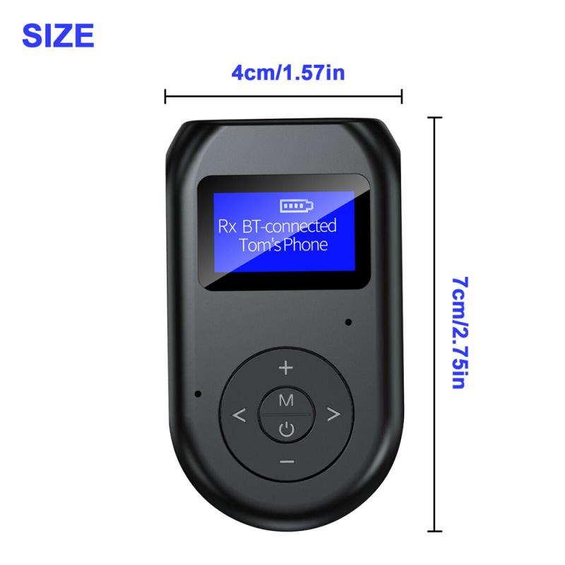 2 IN 1 LCD Display Bluetooth 5.0 Wireless Audio Transmitter Receiver Adapter Dongle 3.5MM AUX with Mic Handfrees Calling For Car TV PC Speaker