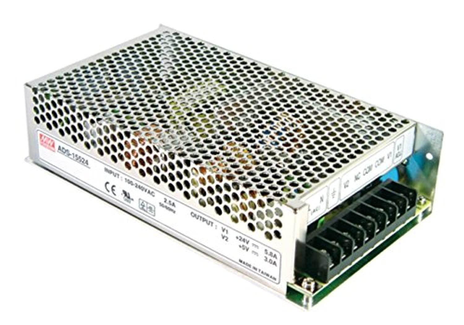 mean well ad-155a enclosed ac-to-dc power supply, single output with battery charger, 13.8v-13.3v, 151.55w, 2.0" h x 4.3" w x 7