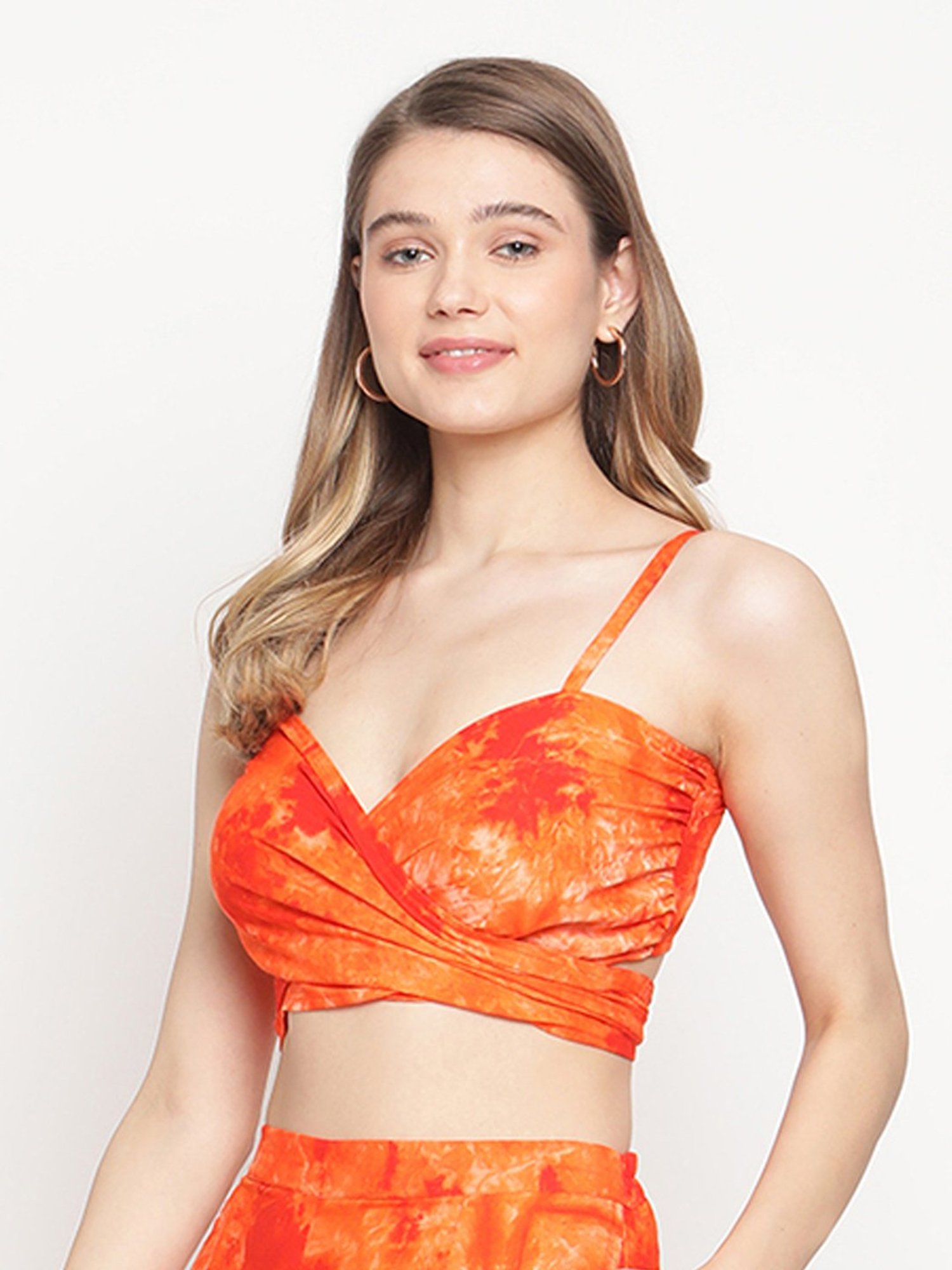 Erotissch Orange Tie-Dye Beachwear Top