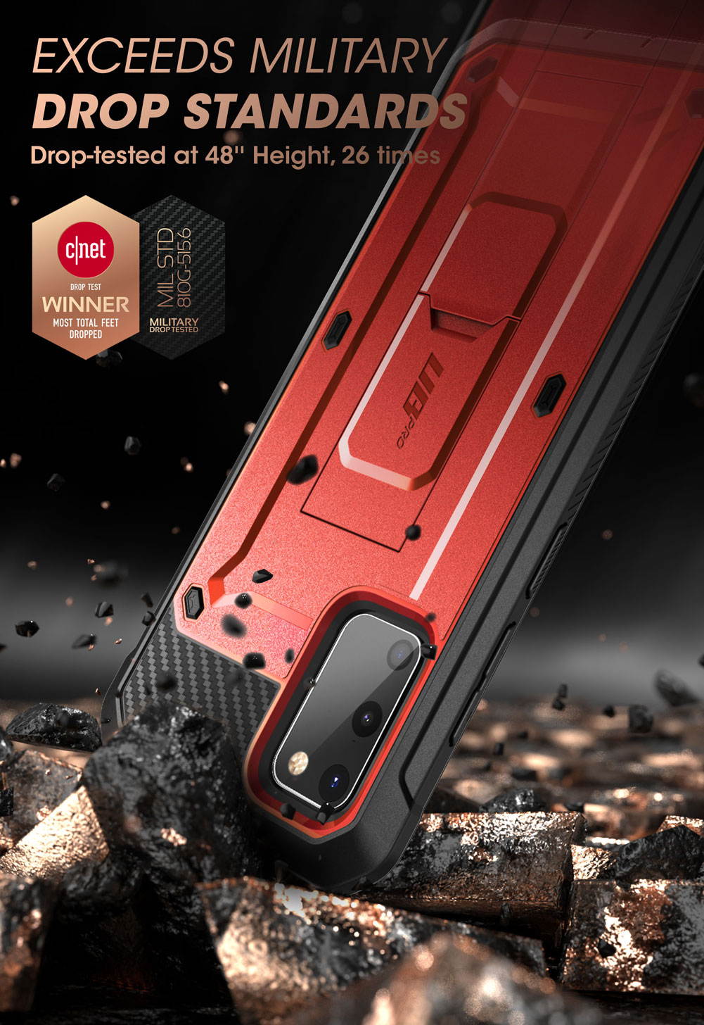 Unicorn Beetle Pro Series Designed for Samsung Galaxy S20 FE 5G Case (2020 Release), Full-Body Dual Layer Rugged Holster & Kickstand Case with Built-in Screen Protector (Black)