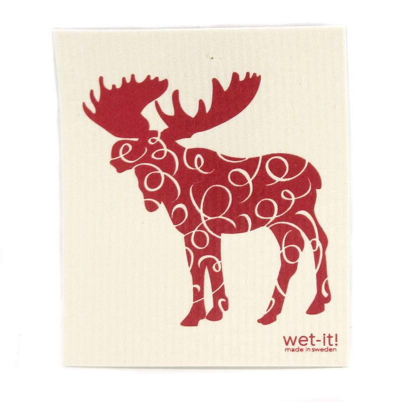 Swedish Dish Cloth 7.75" Cabin Retreat Set Absorbent Cleaning Cloth Bear Moose  -  Dish Cloth
