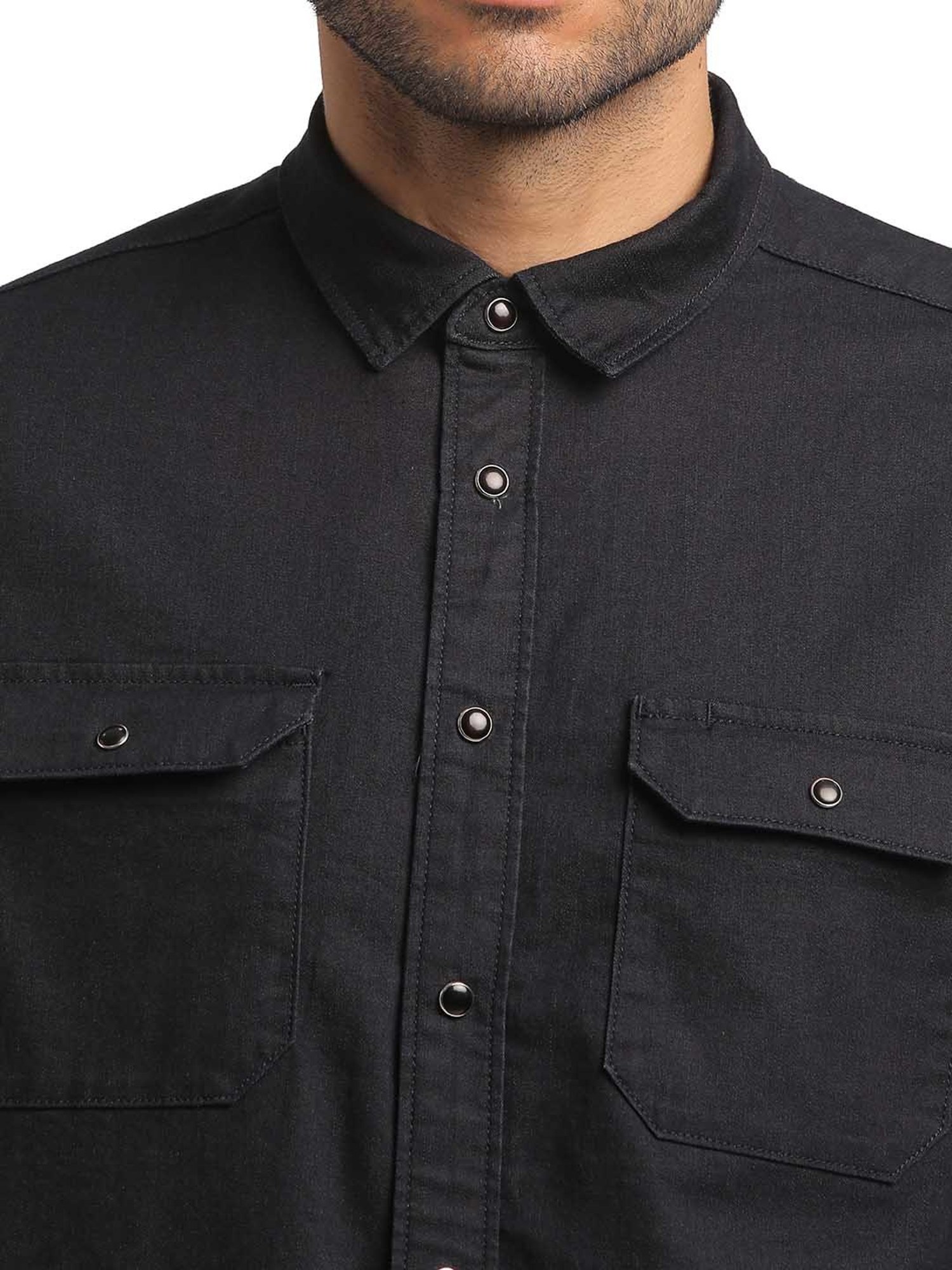 EVERBLUE Dark Ink Blue Regular Fit Shirt