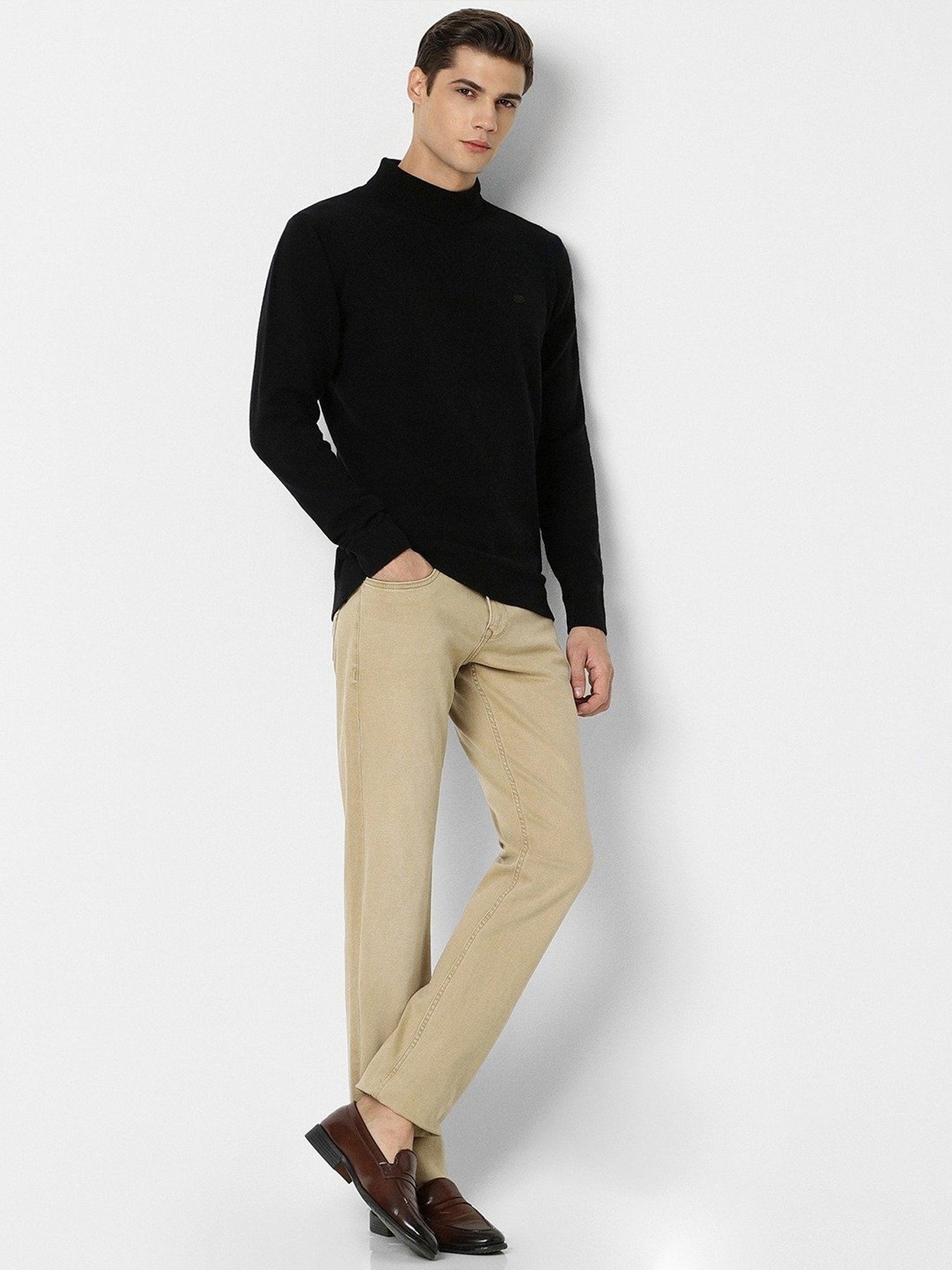 Peter England Black Regular Fit Sweater