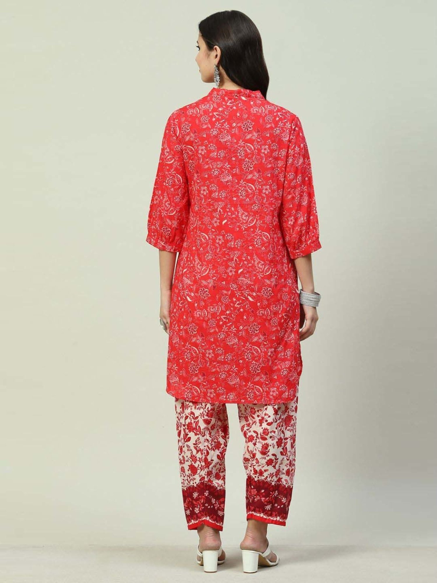 Biba Red Printed Kurta Salwar Set