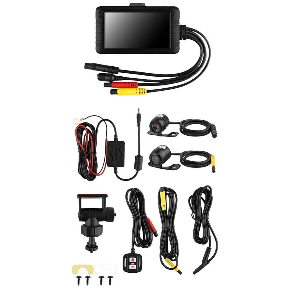 3" Motorcycle Waterproof Driving Recorder Front Rear HD 1080P Night Vision