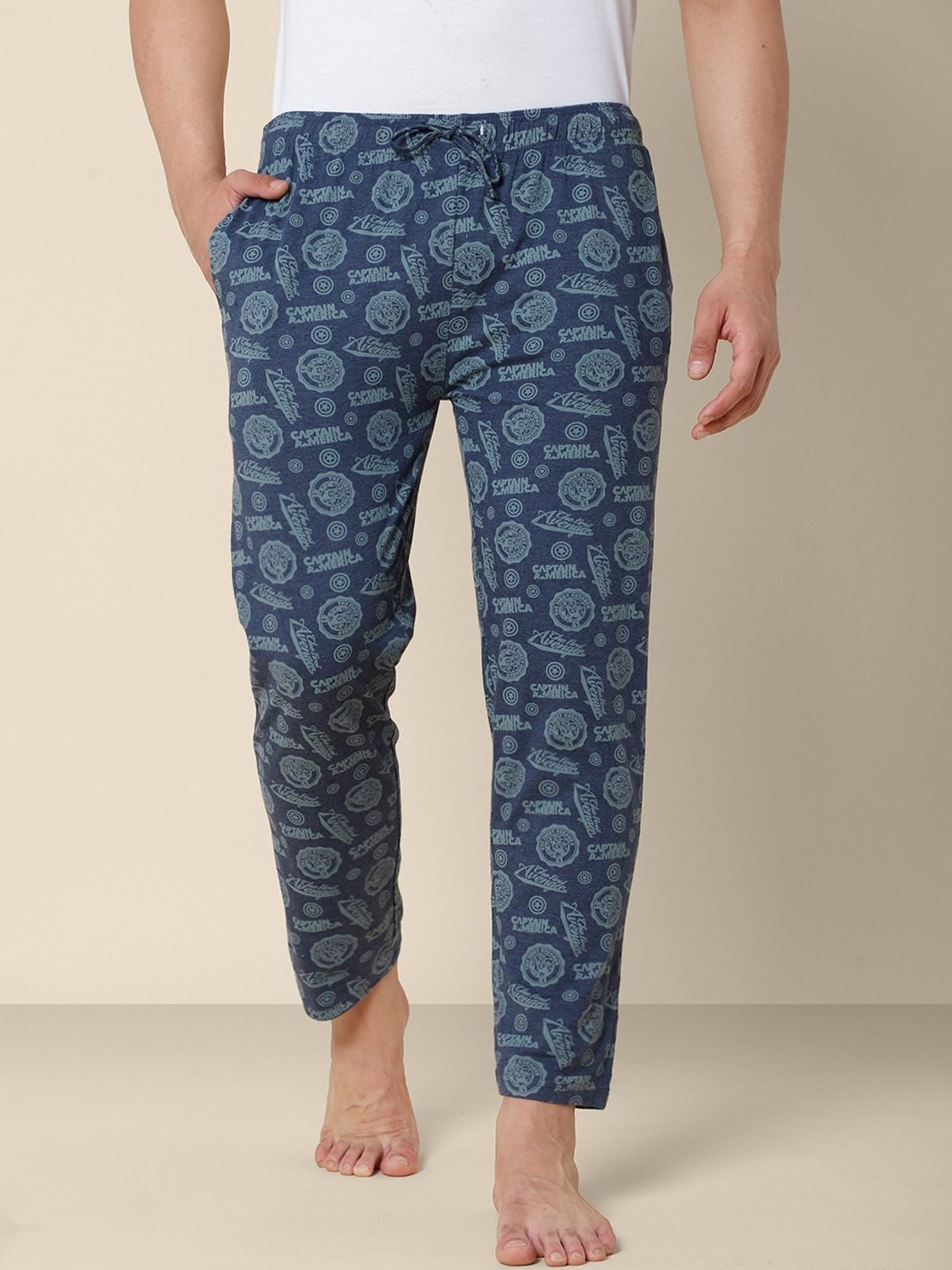 Free Authority Navy Cotton Regular Fit Captain America Printed Nightwear Pyjamas